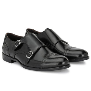 Formal Leather Buckled Monk Shoes For Men