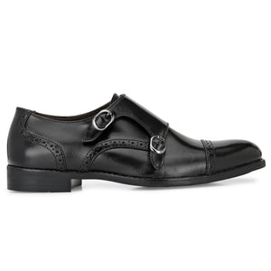Formal Leather Buckled Monk Shoes For Men