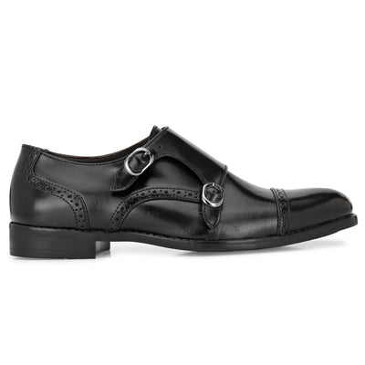 Formal Leather Buckled Monk Shoes For Men