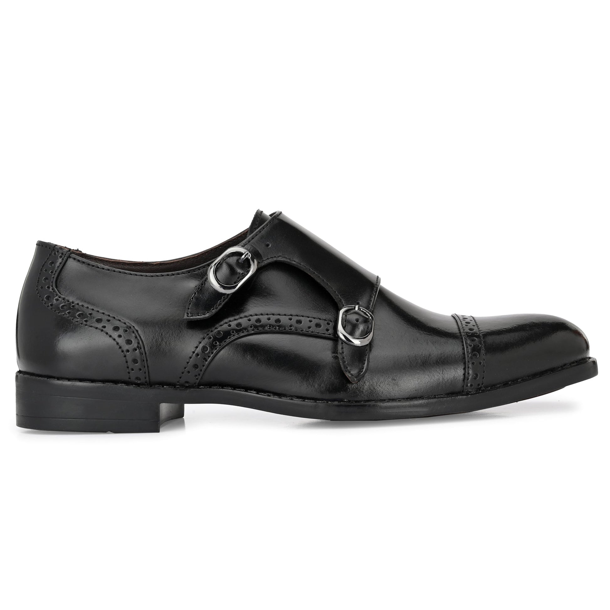 Formal Leather Buckled Monk Shoes For Men