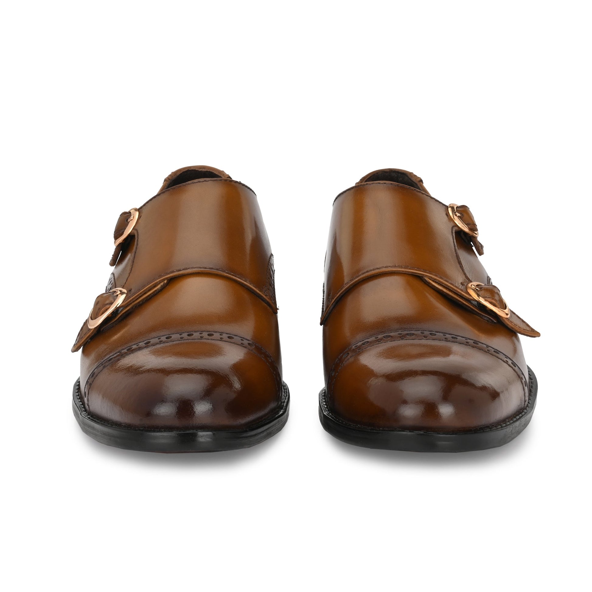 Formal Leather Buckled Monk Shoes For Men