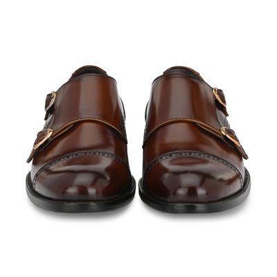 Formal Leather Buckled Monk Shoes For Men