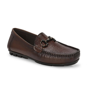 Egoss Platinum Printed Loafers For Men