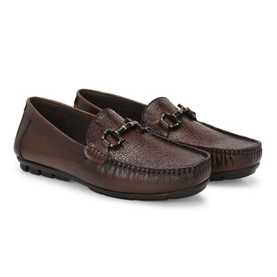 Egoss Platinum Printed Loafers For Men