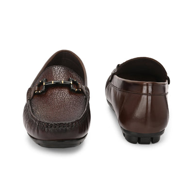 Egoss Platinum Printed Loafers For Men