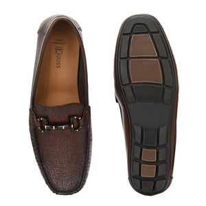 Egoss Platinum Printed Loafers For Men