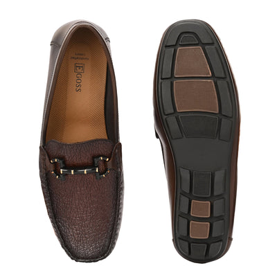 Egoss Platinum Printed Loafers For Men