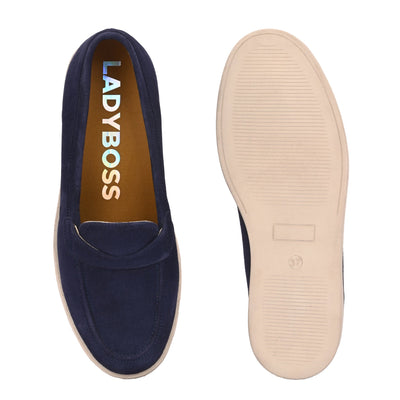 Aero-Glam Suede Loafers by Lady Boss
