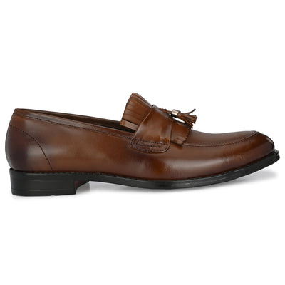Tassled Formal Penny Loafers For Men with Textured Top