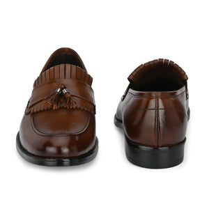 Tassled Formal Penny Loafers For Men with Textured Top