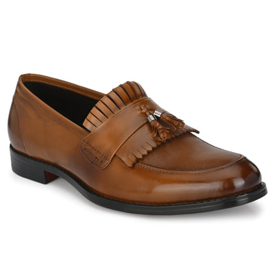 Tassled Formal Penny Loafers For Men with Textured Top