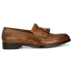 Tassled Formal Penny Loafers For Men with Textured Top