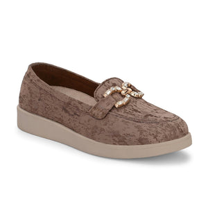 Brown Diamond Casual Loafers by Lady Boss