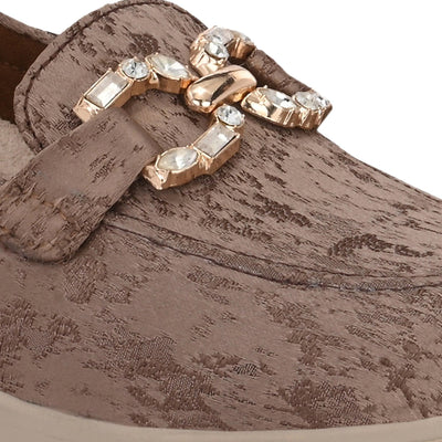 Brown Diamond Casual Loafers by Lady Boss