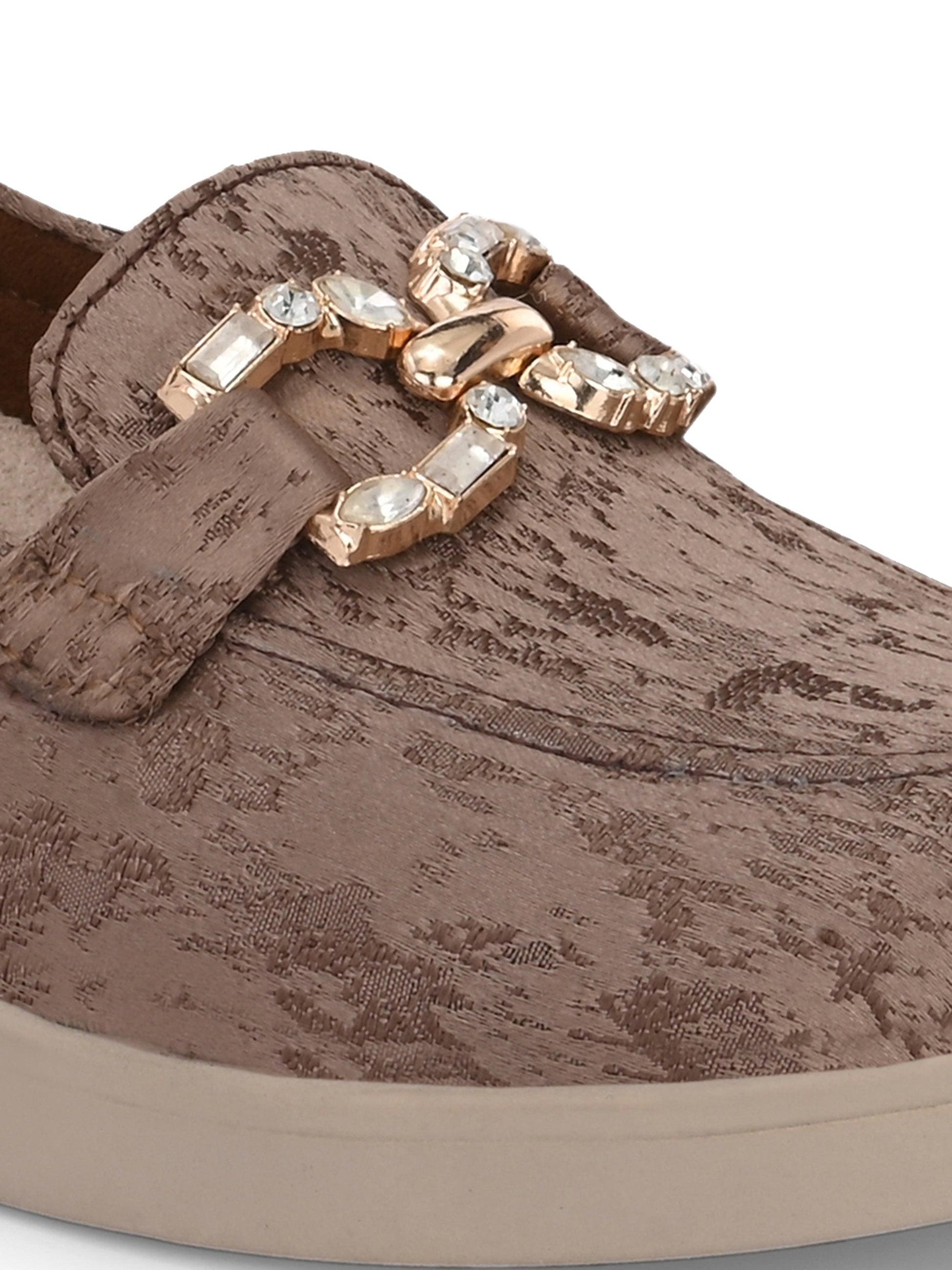 Brown Diamond Casual Loafers by Lady Boss