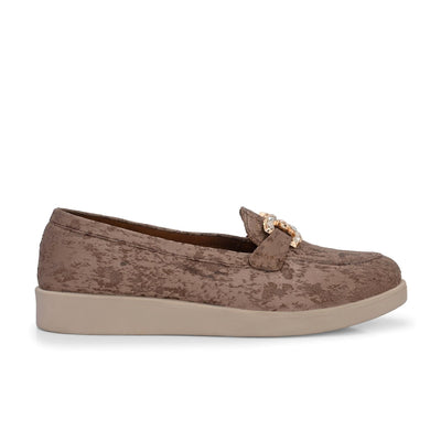 Brown Diamond Casual Loafers by Lady Boss