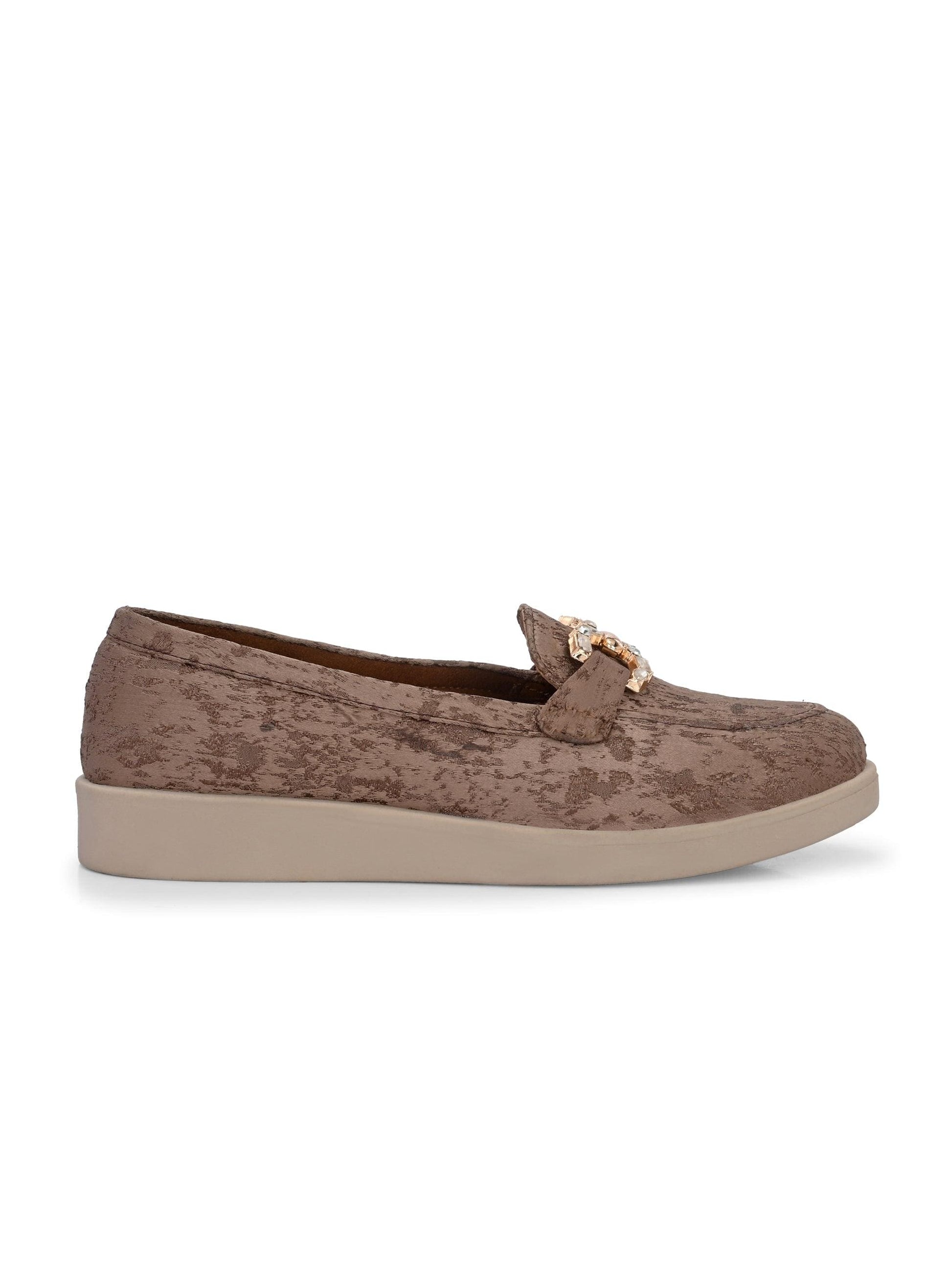 Brown Diamond Casual Loafers by Lady Boss