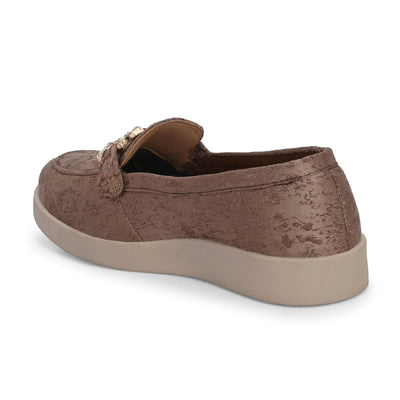 Brown Diamond Casual Loafers by Lady Boss