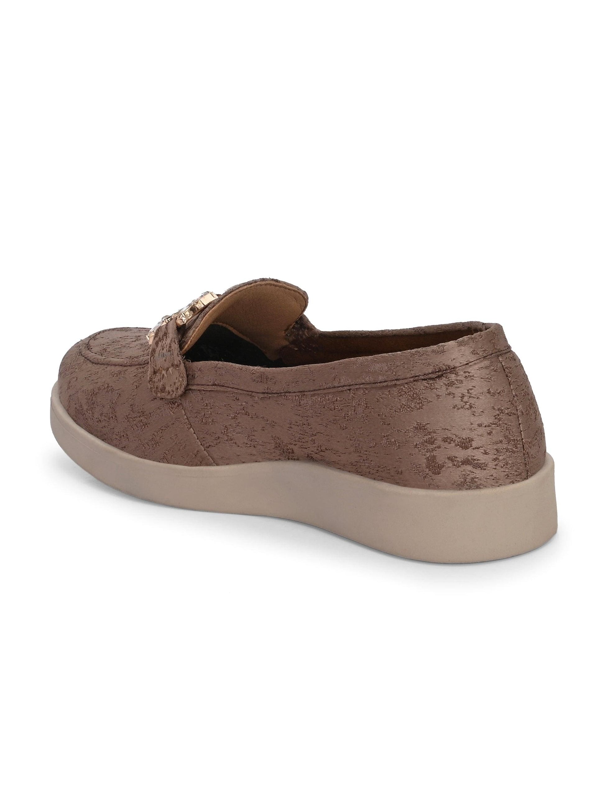 Brown Diamond Casual Loafers by Lady Boss