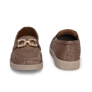 Brown Diamond Casual Loafers by Lady Boss