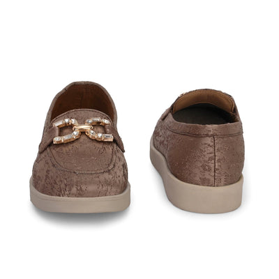Brown Diamond Casual Loafers by Lady Boss