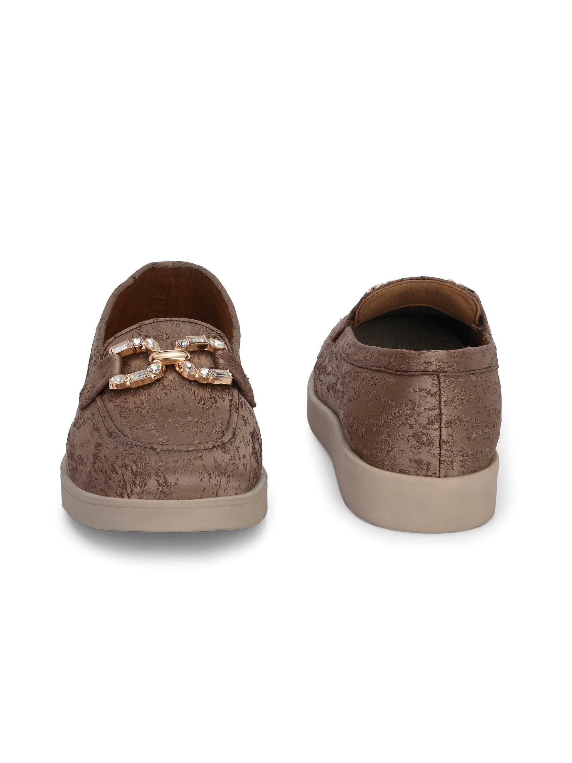 Brown Diamond Casual Loafers by Lady Boss