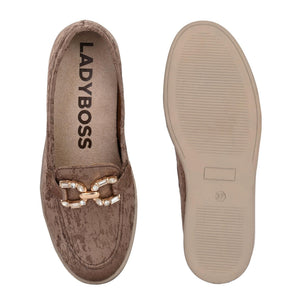 Brown Diamond Casual Loafers by Lady Boss