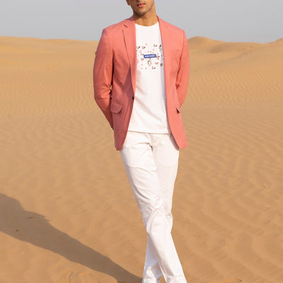 Rare Rabbit Men's Jeck White Mid-Rise Regular Fit Premium Jacquard Trouser