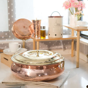 Copper Hammered Lagan - Lagaan for cooking- Naturally non stick , Non Toxic, Teflon Free