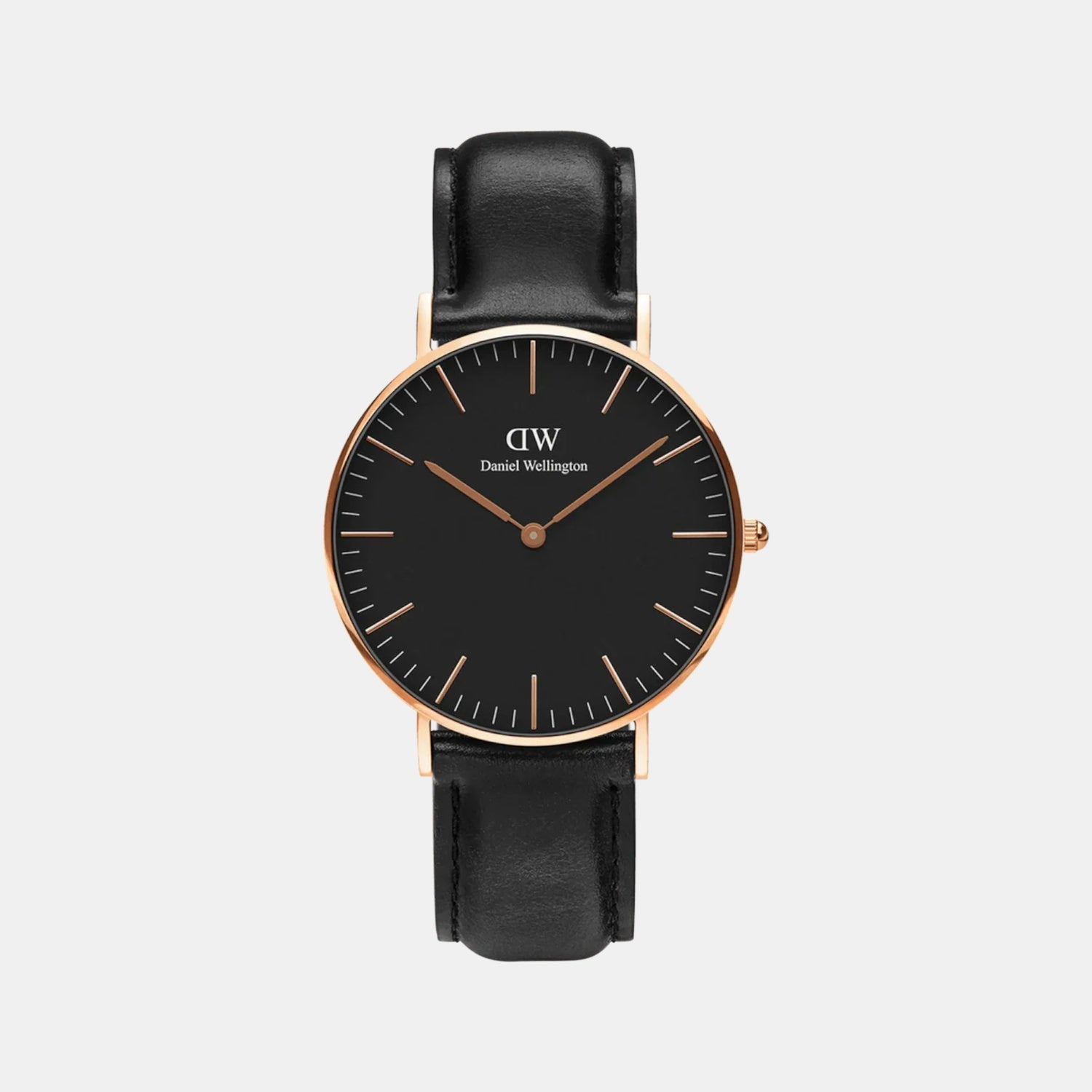 Classic Unisex Quartz Black Dial Analog Leather Watch DW00100139K