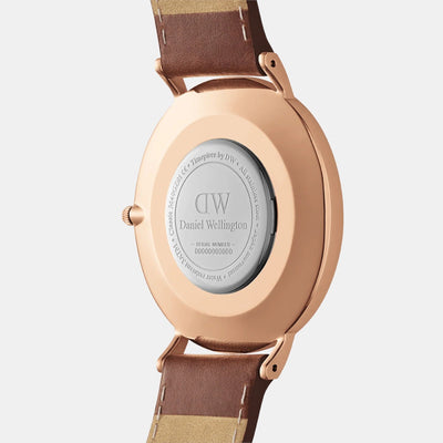Classic Men Quartz Brown Dial Analog Leather Watch DW00100627K