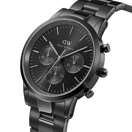 Daniel Wellington Iconic Chronograph Link Onyx B Black Sunray Dial Men 42mm DW00100642