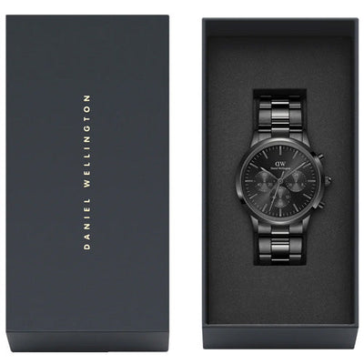 Daniel Wellington Iconic Chronograph Link Onyx B Black Sunray Dial Men 42mm DW00100642