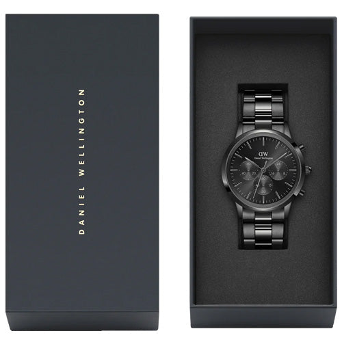 Daniel Wellington Iconic Chronograph Link Onyx B Black Sunray Dial Men 42mm DW00100642