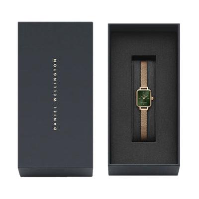 Daniel Wellington Quadro Mini Melrose Rose Gold Emerald Emerald Sunray Dial Women 15.4mm*18.2mm DW00100648