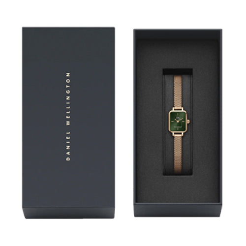 Daniel Wellington Quadro Mini Melrose Rose Gold Emerald Emerald Sunray Dial Women 15.4mm*18.2mm DW00100648