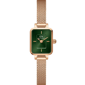 Daniel Wellington Quadro Mini Melrose Rose Gold Emerald Emerald Sunray Dial Women 15.4mm*18.2mm DW00100648