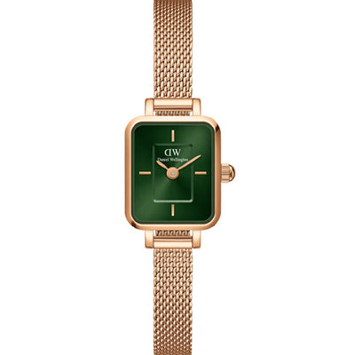 Daniel Wellington Quadro Mini Melrose Rose Gold Emerald Emerald Sunray Dial Women 15.4mm*18.2mm DW00100648