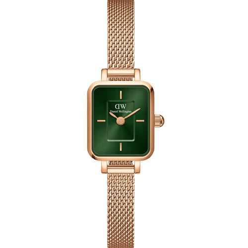 Daniel Wellington Quadro Mini Melrose Rose Gold Emerald Emerald Sunray Dial Women 15.4mm*18.2mm DW00100648