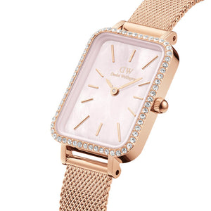 Daniel Wellington Quadro Lumine Bezel Melrose  Pink Mother-Of-Pearl Dial Women 20*26mm DW00100669