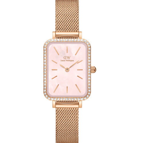 Daniel Wellington Quadro Lumine Bezel Melrose  Pink Mother-Of-Pearl Dial Women 20*26mm DW00100669