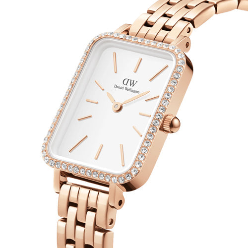 Daniel Wellington Quadro Lumine Bezel 5-Link Melrose White Dial Women 20*26mm DW00100672