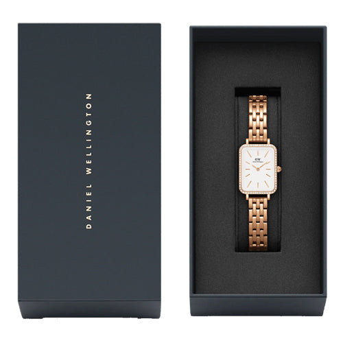Daniel Wellington Quadro Lumine Bezel 5-Link Melrose White Dial Women 20*26mm DW00100672