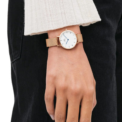 Daniel Wellington Petite Roman Numerals Melrose White Dial Women 28mm DW00100681