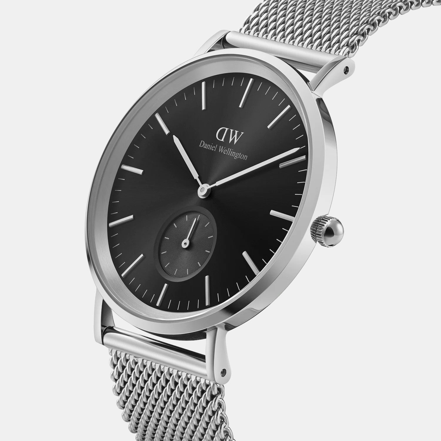 Classic Men Quartz Black Dial Analog Stainless Steel Watch DW00100711K
