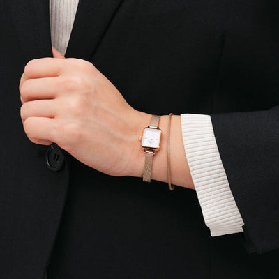 Daniel Wellington Quadro Mini Melrose White Dial Women 15.4*18.2mm DW00100727