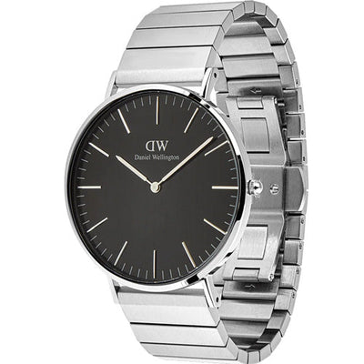 Daniel Wellington Classic Piano Link Onyx Silver Black Dial Men 40mm DW00100774