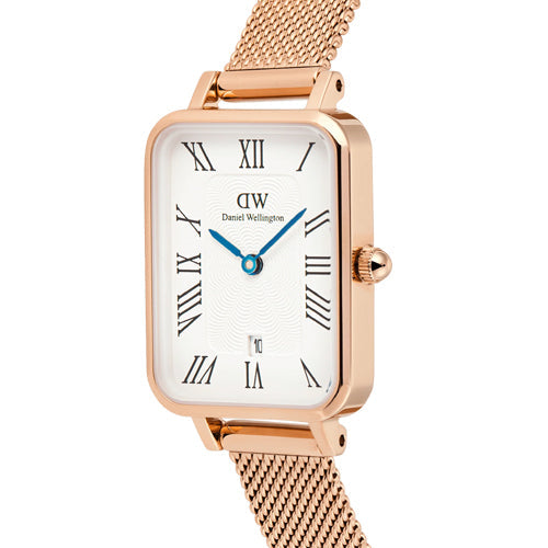 Daniel Wellington Quadro Melrose Roman Numerals Date White Dial Women 20*26mm DW00100860