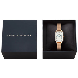 Daniel Wellington Quadro Melrose Roman Numerals Date White Dial Women 20*26mm DW00100860