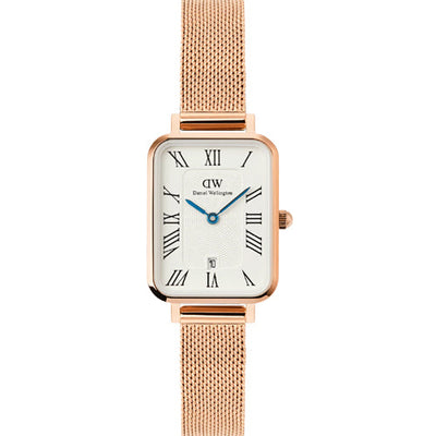 Daniel Wellington Quadro Melrose Roman Numerals Date White Dial Women 20*26mm DW00100860
